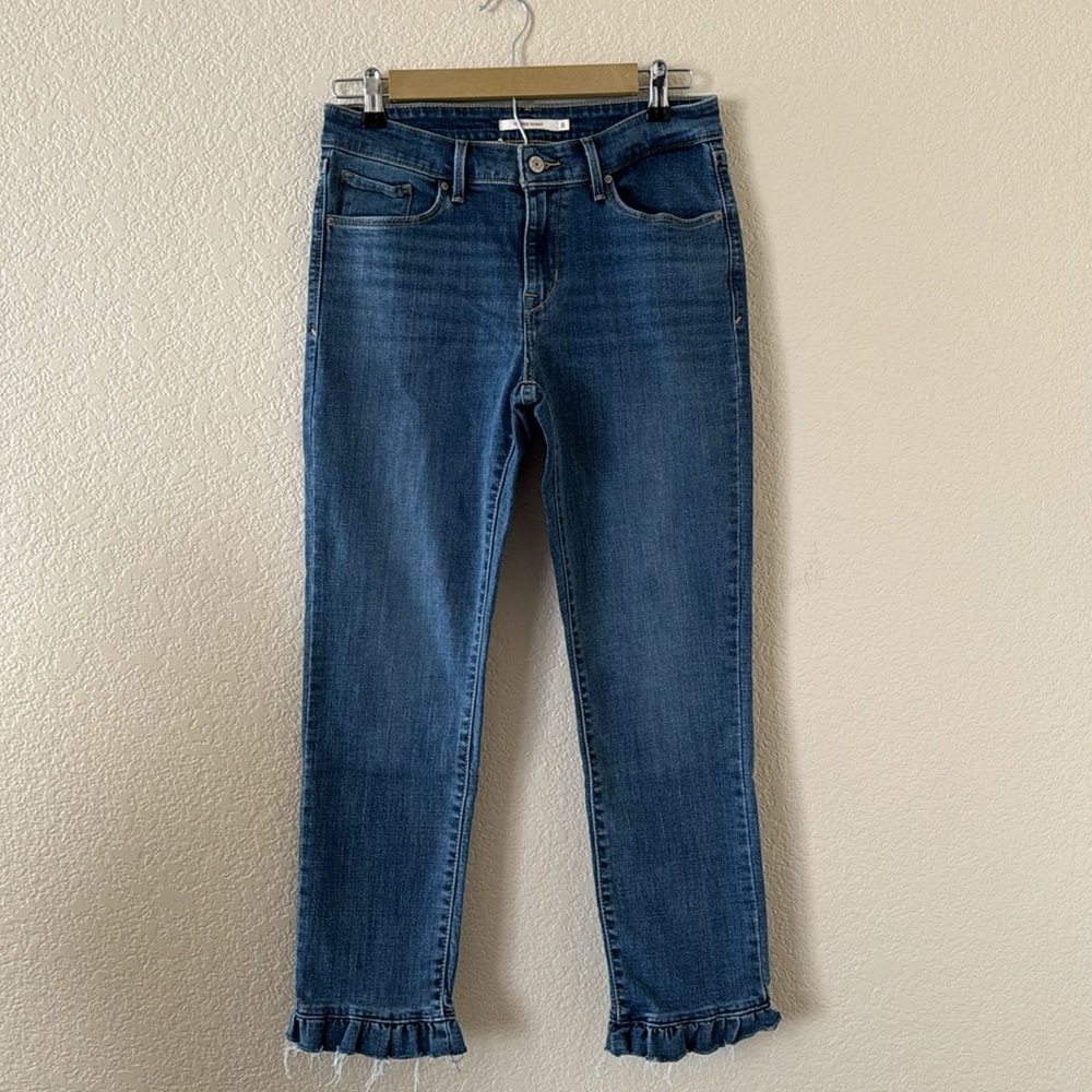 Levi’s Mid Rise Skinny Ruffle Hem Jeans Size 8 - Picture 2 of 14